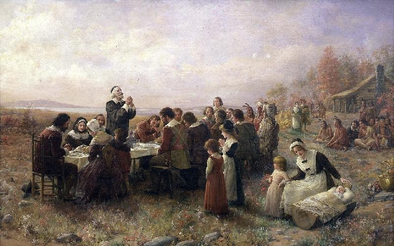 Jennie A. Brownscombe The First Thanksgiving at Plymouth oil painting picture